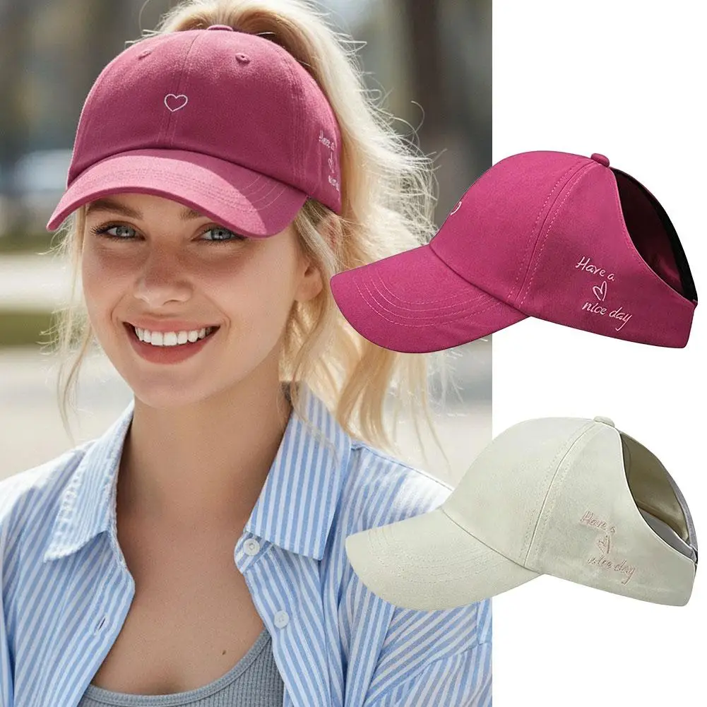 Casquette de baseball sport à visière ouverte brodée Cœur d'amour pour femmes et filles, réglable, pour la course, le golf, le tennis et les loisirs