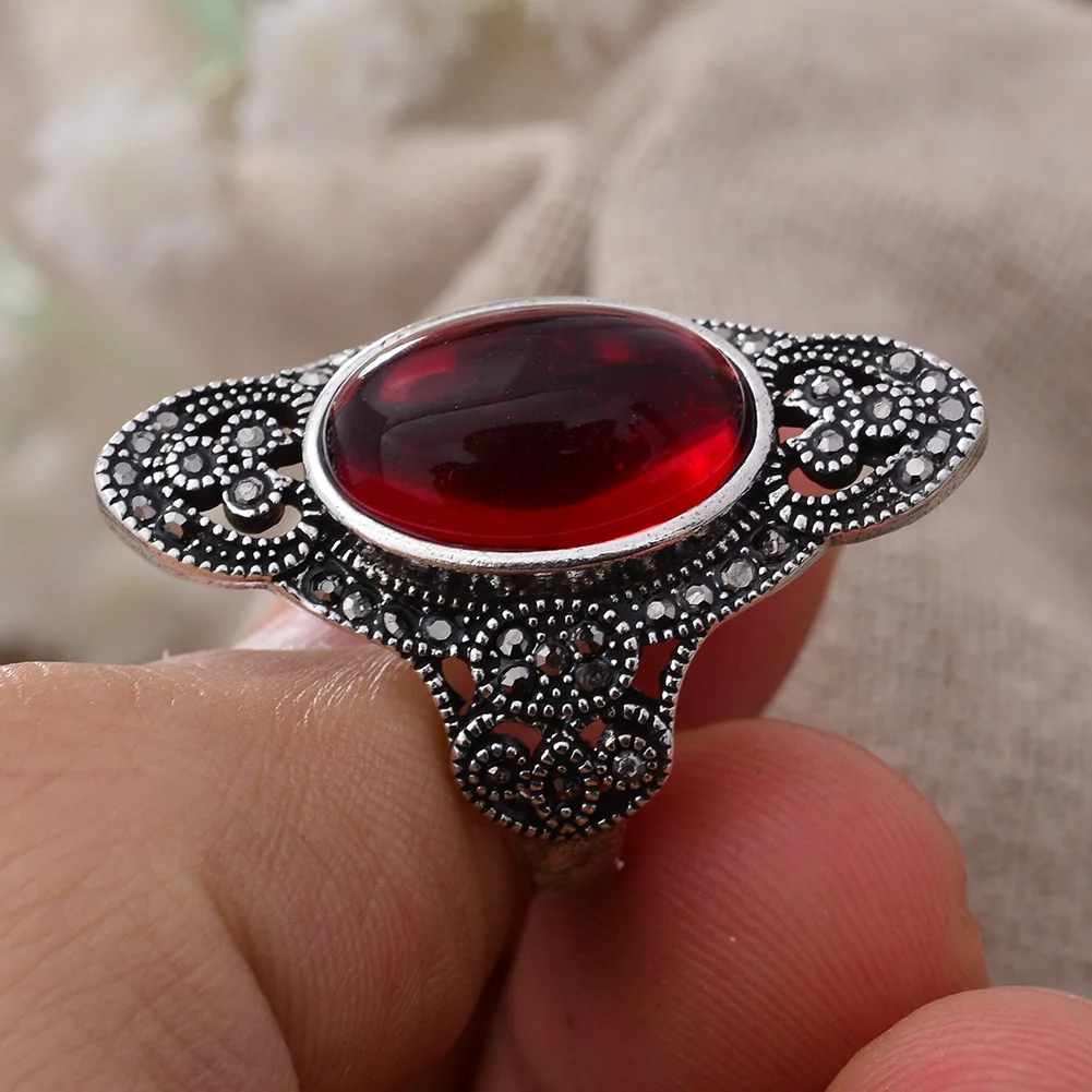 New Arrival Trendy Vintage Garnet Stone Thai Silver Female Ring Promotion Jewellery Gifts Never Fade Cheap