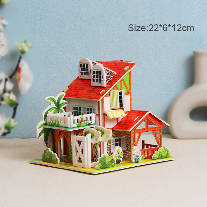Rompecabezas 3D Casa Villa – Puzzle infantil de cartón para niños - imagen 2