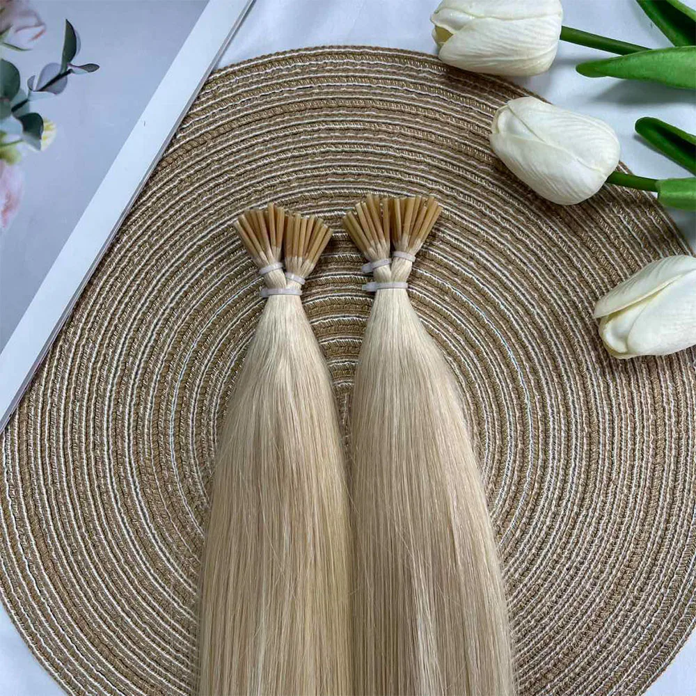 스트레이트 I팁 헤어 익스텐션 천연 인모 퓨전 헤어 익스텐션 얇은 케라틴 헤어 14-20인치 30g 링 없음