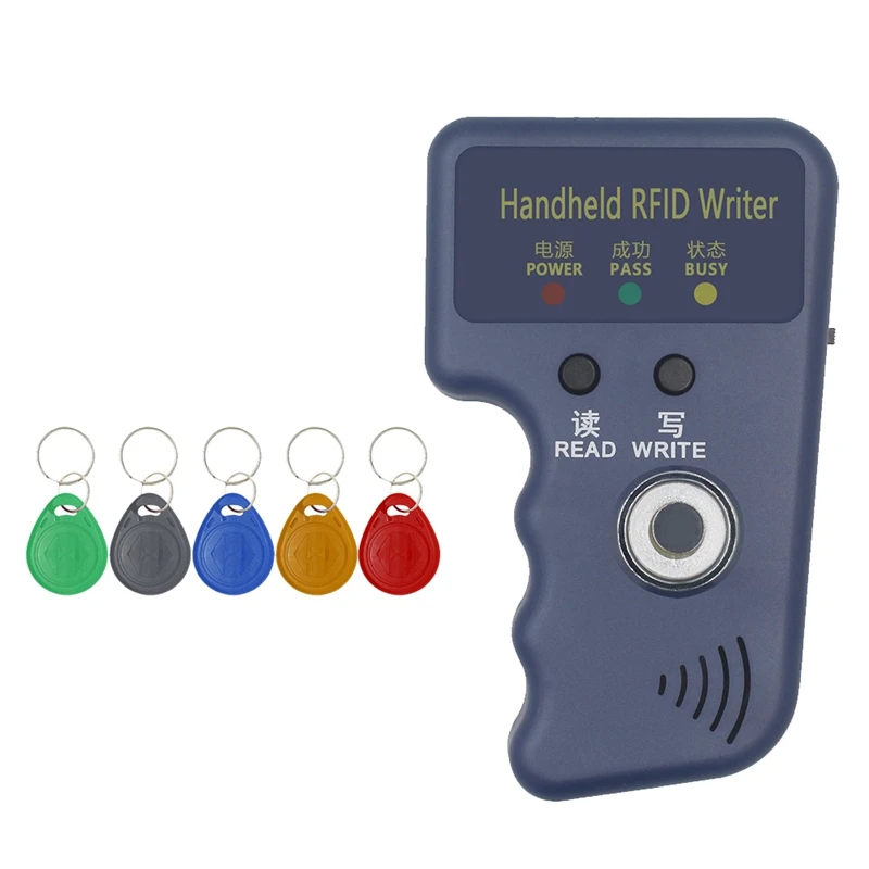 

A23F-RFID Card Writer Reader Duplicator+5XT5577 Keychain 125Khz TM Copier Key Writer Cloner For EM4305 CET5200 TM Chip Cards
