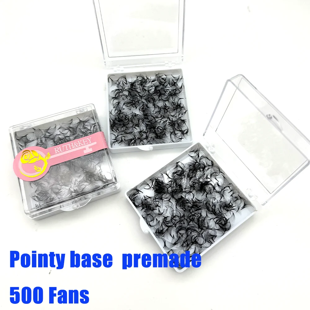 

500 Fans 3D-20D Thin Pointy Base Premade Loose Fans 0.05/0.07mm Medium Stem Sharp Russian Volume Lash Faux Mink Handmade Lash