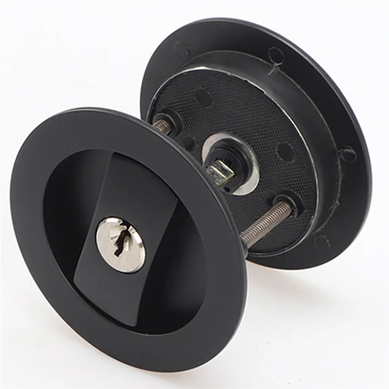 Sliding Pocket Door Lock Black Privacy Round Pocket Door Hardware Black Contemporary Pocket Door Lock with Keys