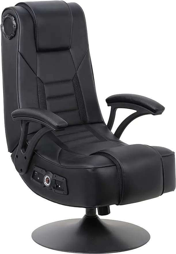 

Mammoth Pedestal PC Office Computer Gaming Chair, with Headrest Mounted Speakers, Backrest Subwoofer, Faux Leather,