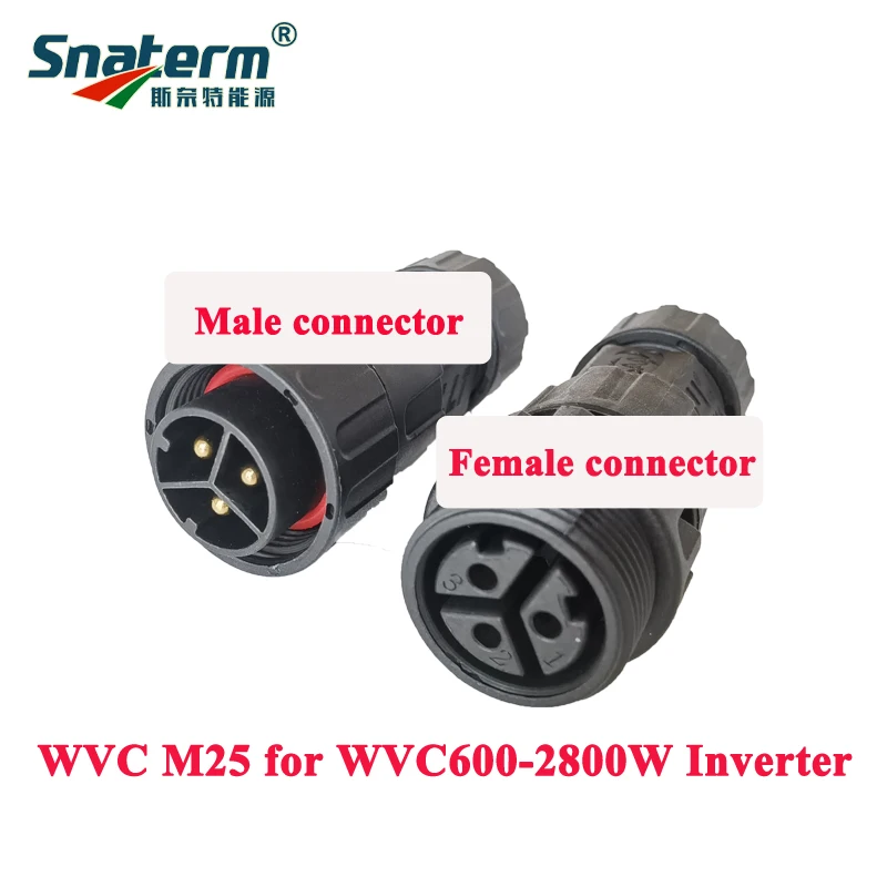 Male or Female M25 connectors for WVC600W-2800W Solar On Grid Power Inverter Power Cable connection