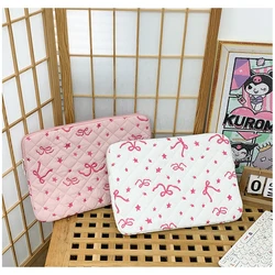Puffy Cute Bow Laptop Sleeve For Macbook Air Pro 13.3 14 15 16 Dell Huawei Samsung LG 15.6 Ipad Air6 Pro11Inch Tablet Pouch