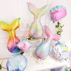 Mermaid Tail Balloons Shells Helium Foil Ballon Under the Sea Theme Party Decorations Baby Shower Girl Birthday Party Favors