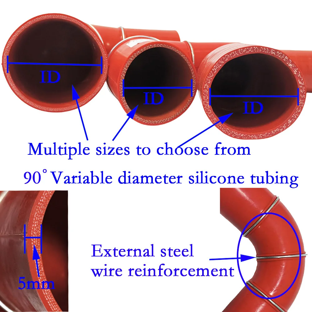 High quality 90 degree silicone variable diameter hose, turbine tube, intercooler tube, car intake pipe modification tube