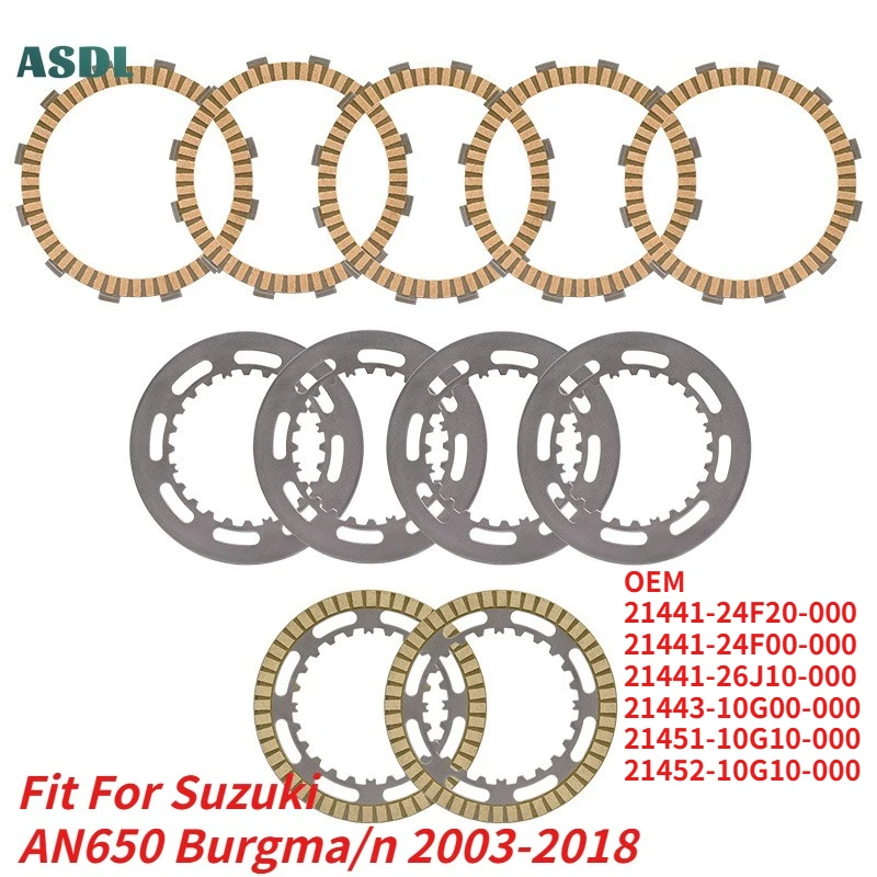

Motorcycle Engine Clutch Plate Steel Plate Friction Plate Kit For Suzuki AN650 Burgm/n AN 650 2003-2018 21441-24F20 24F00 26J10