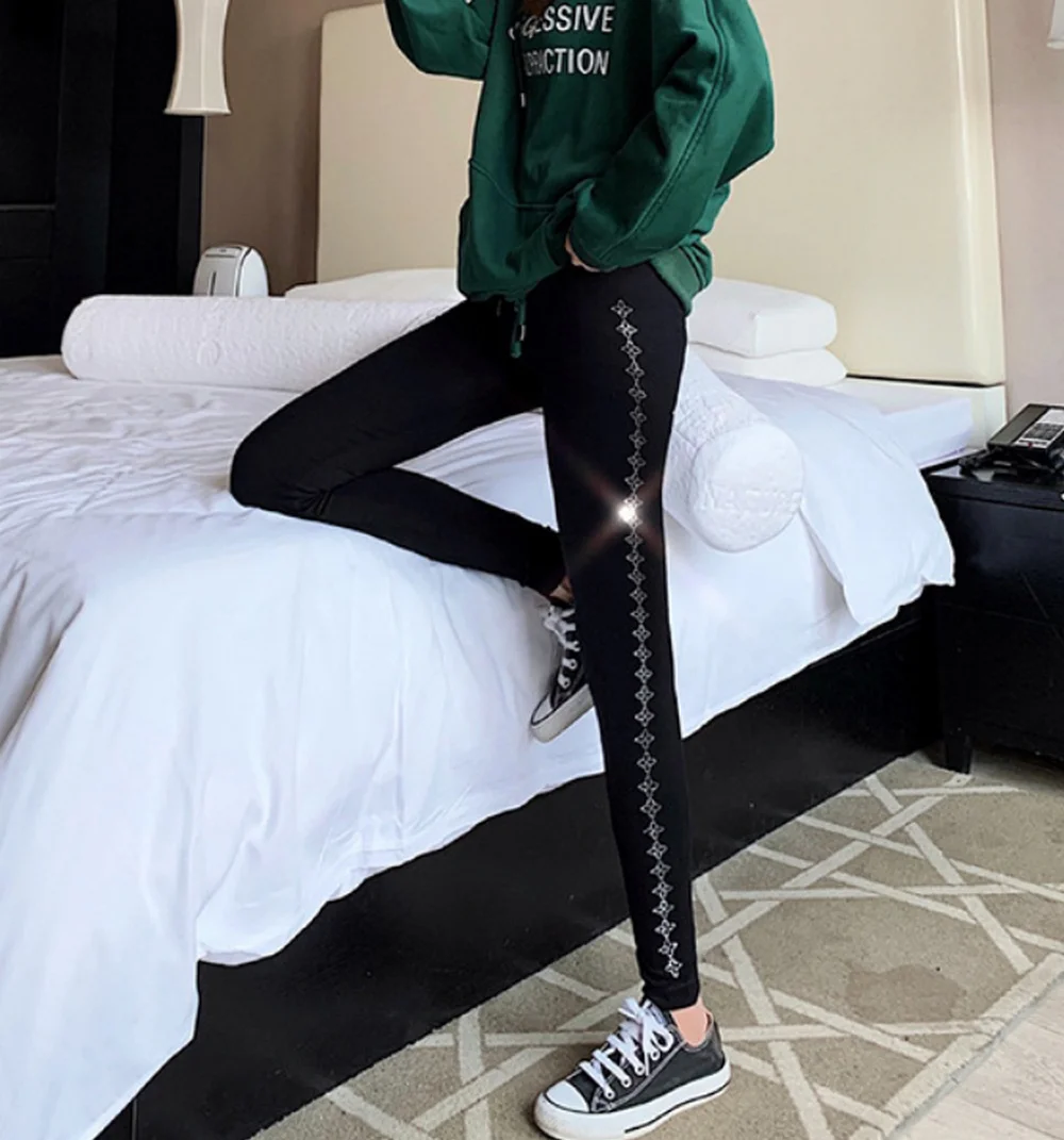 Fleece Dimond Legging Super Stretchy Gliter Shiny Sparkl Jogger Punk  Hip Hop Thermal Thick Legging Women