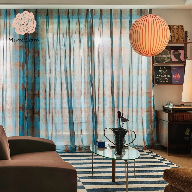

Original Designer Tie-dye Medieval Wasaki Style New Psychedelic Home Girl Landscaping Gauze Curtain for Living Room Tulle