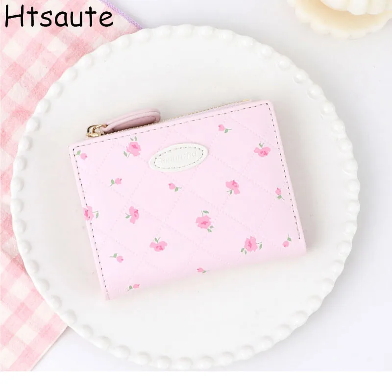 

Flower Printed Mini Wallet Female Card Holder Zipper Coin Purses PU Leather Credit Card Case Money Bag Ladies Clutch Girl Bags