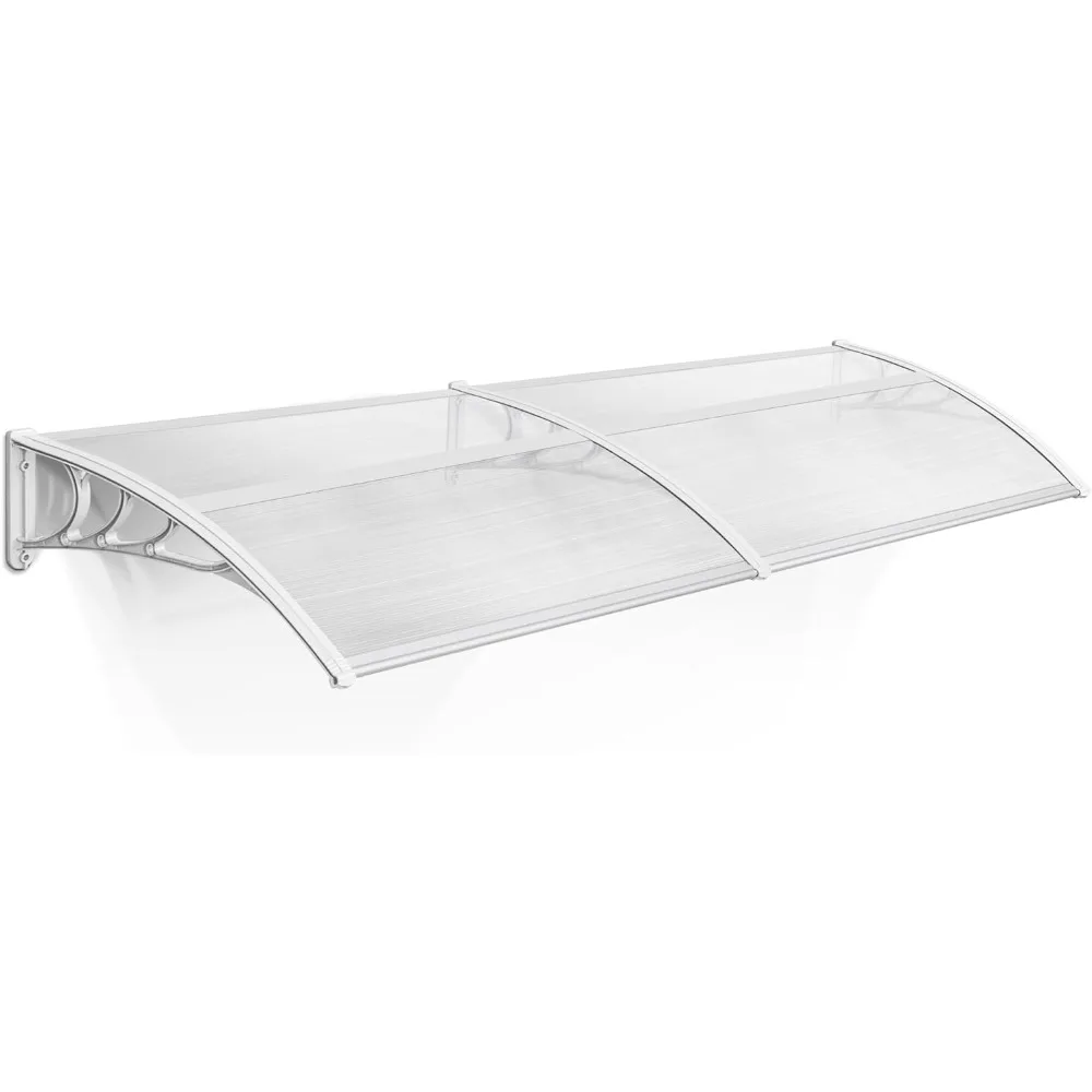 Toldo para ventana de 39 x 78 pulgadas, cubierta para puerta delantera de policarbonato para exteriores, cubierta para Patio, dosel de jardín 6055-4080 (40 × 80) (Brac blanco sólido