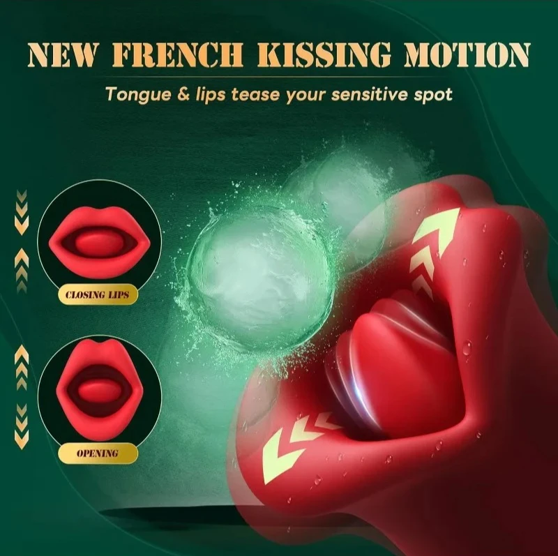 2 in 1 Clitoral Licking Vibrator French Kissing Tongue Toy Sucking Lips Stimulator Nipple Teaser Sex Toys for Women Couples view 3