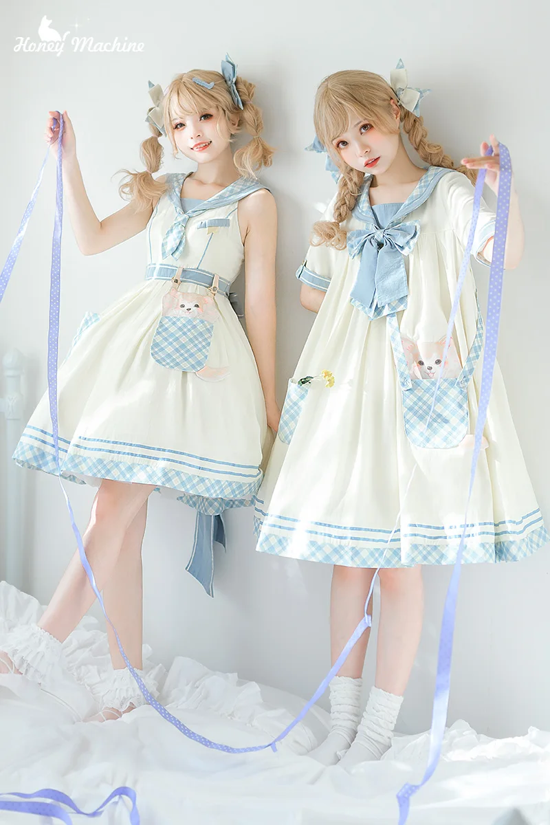 Japanische Lolita Marine Stil College-Stil niedlichen Lolita Mädchen Kleid hohe Taille viktoria nischen Kleid Kawaii Mädchen Gothic Lolita cos Loli