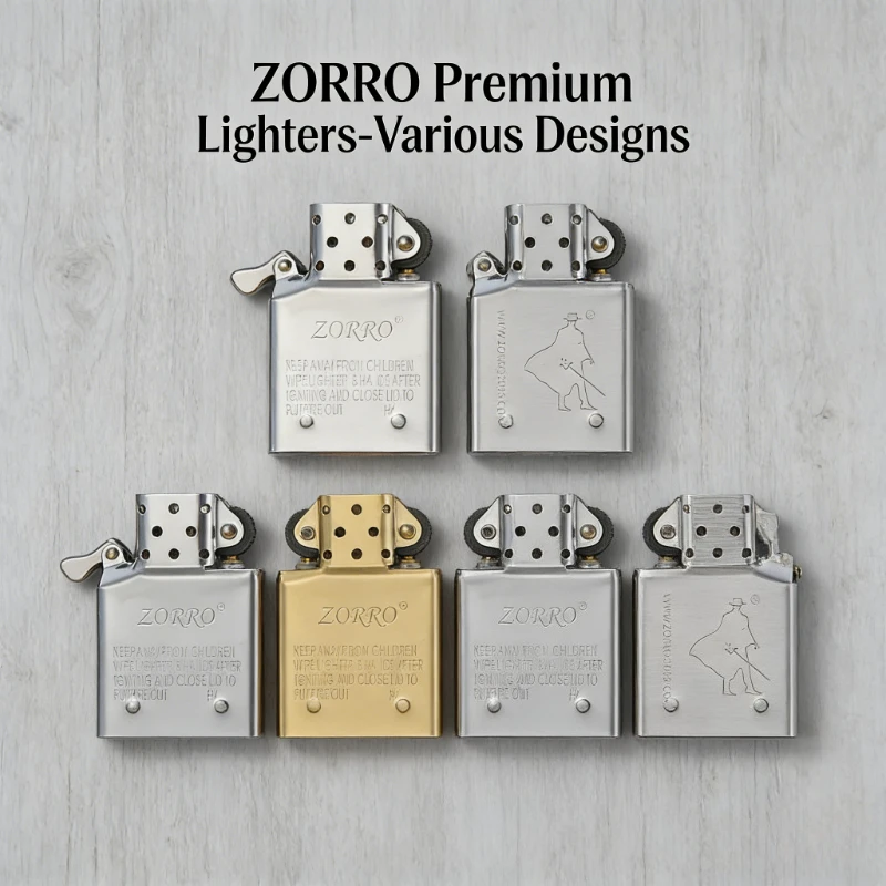 Universal ZORRO Dual Fire Lighter Insert Windproof Jet Flame Butane Oil Refill Flint DIY Replacement for Daily & Grill Use