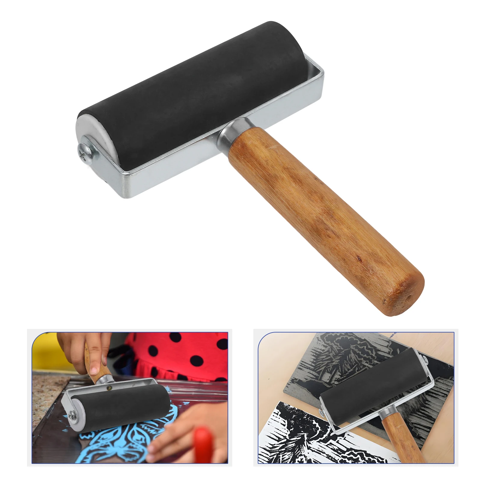 

Ink Roller Tool Paint Detachable Black Rubber Printing Other Art Supplies Rollers for Craft