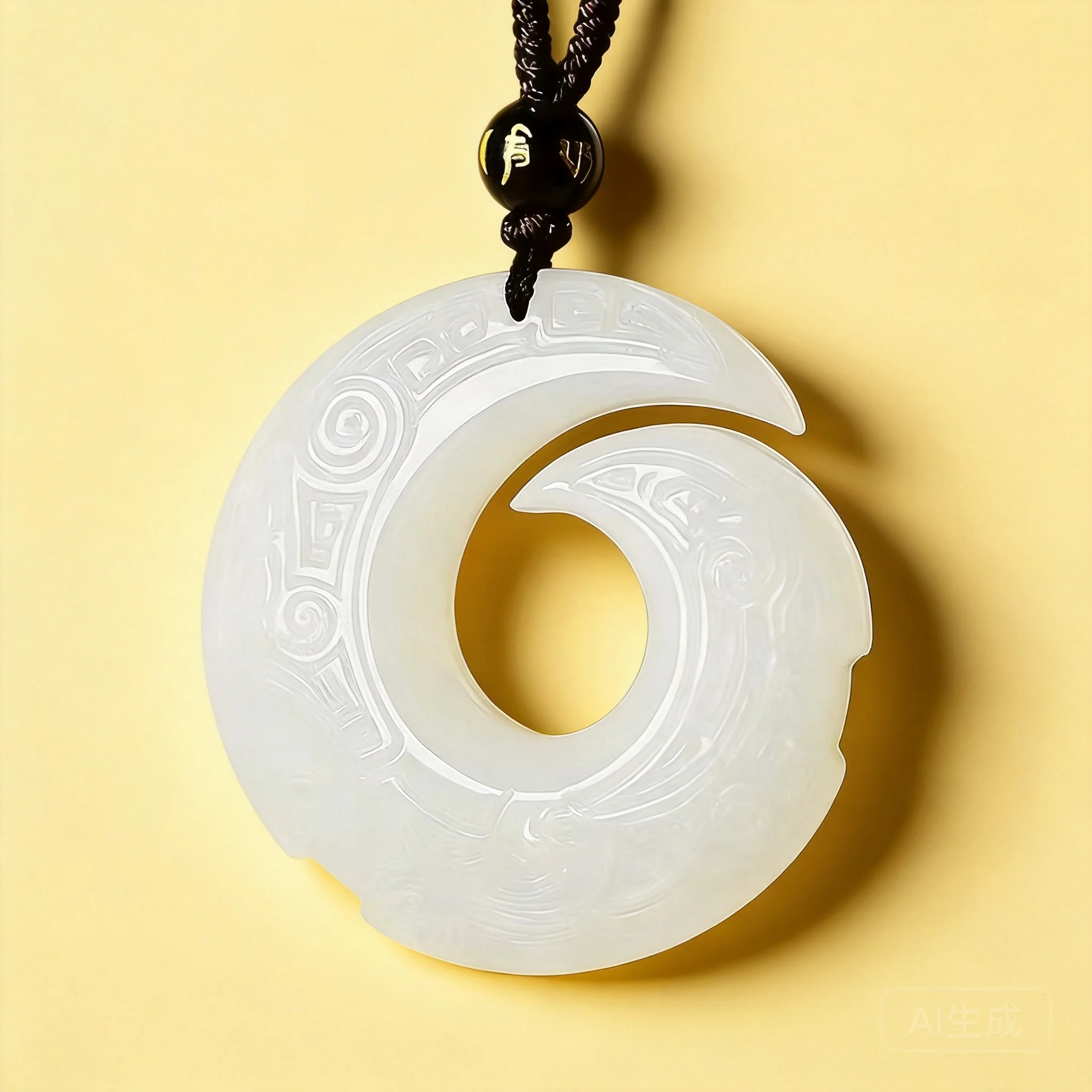 Traditional Chinese Style Hetian Jade Peace Buckle Pendant Double Sided Carved Ruyi Qiankun Lucky Amulet Unisex Couple Necklace