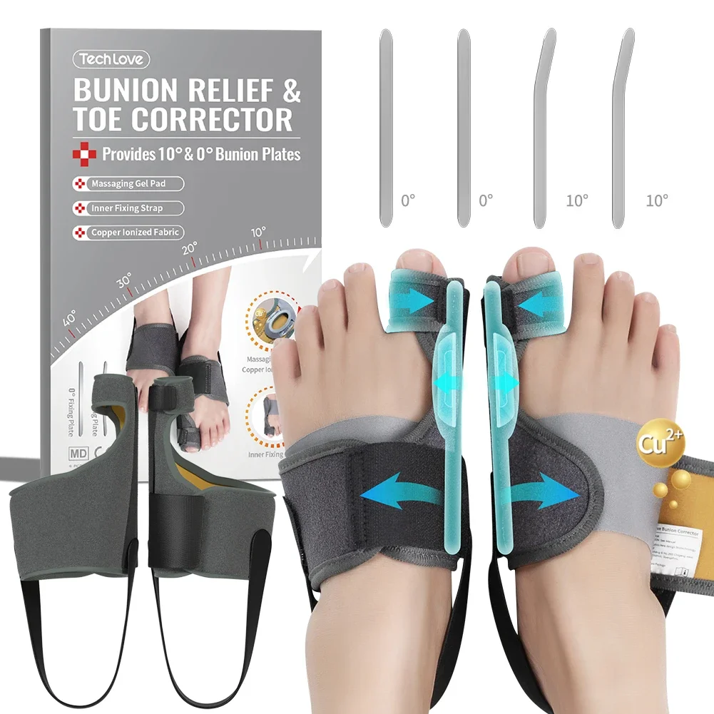 1 Pair Adjustable Bunion Corrector Bunion Fix Splint with 2 Angle Bar Orthopedic Toe Straightener Feet Pain Relief for Women Men