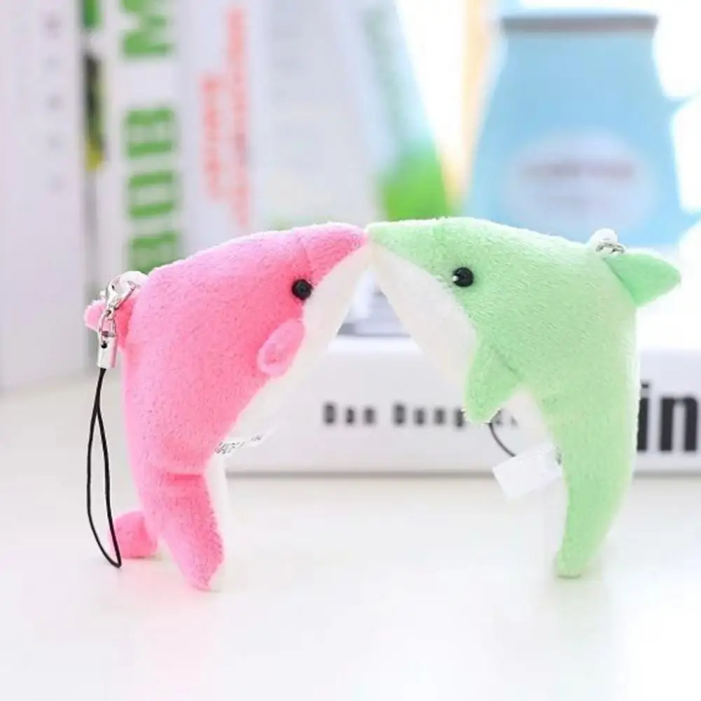 Cute Cartoon Doll Pendant PP Cotton Plush Dolphin Charm Hanging Stuffed Dolphin Doll Keychain Purse Accessories  Decoration