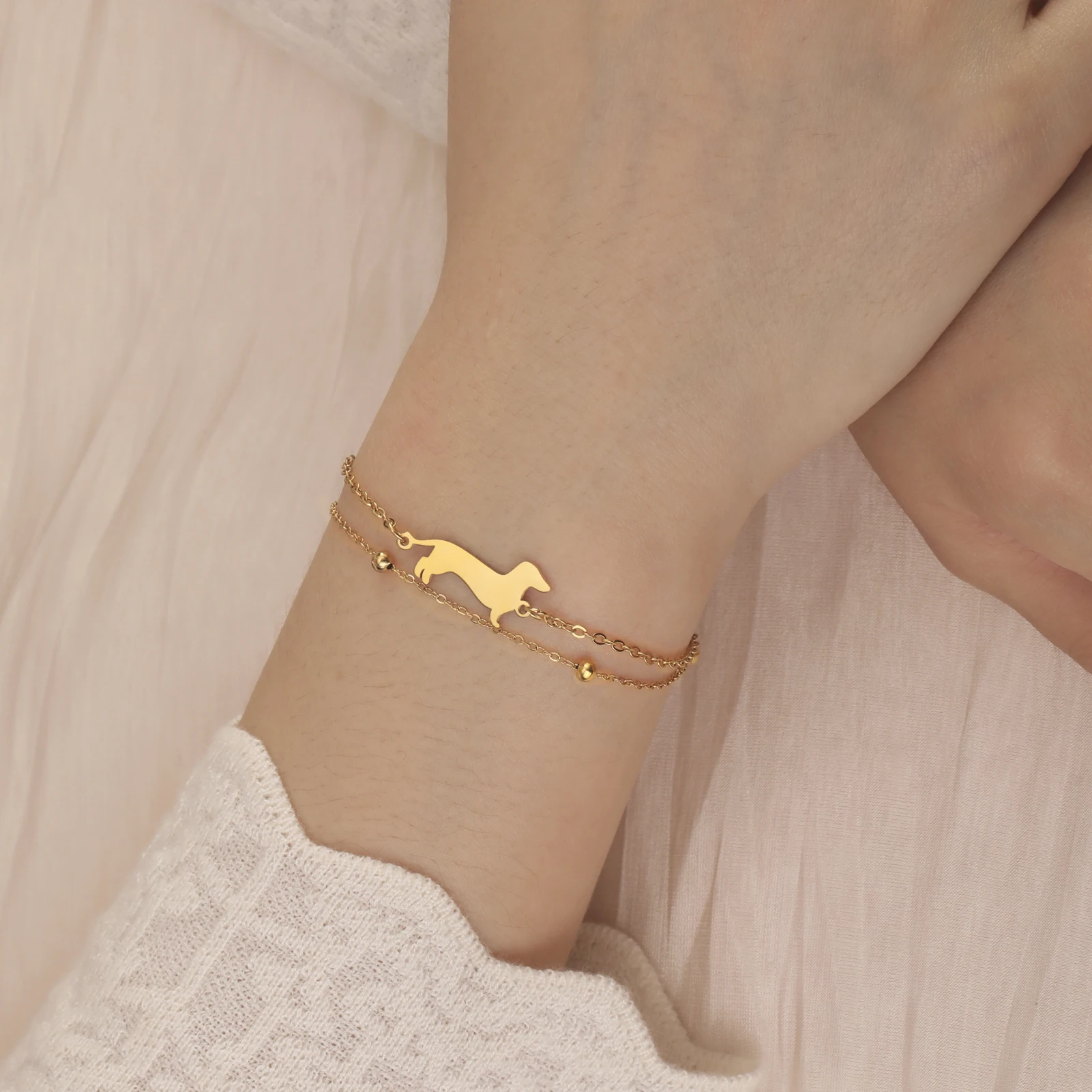 Cute Dachshund Dog Stainless Steel Bracelet