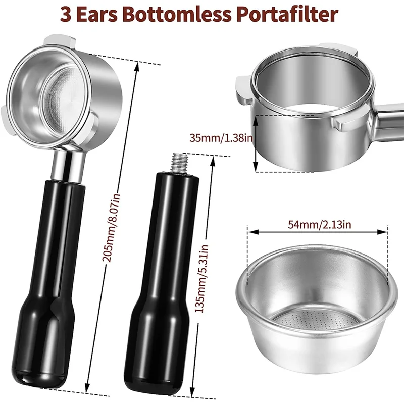 

A62K 54mm Bottomless Portafilter, 3 Ears Espresso Portafilter with Filter Basket, for 8 Series BES870/880 Parts