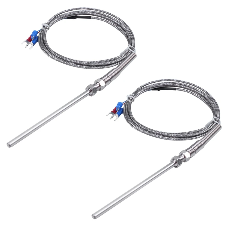 HOT SALE 2X Steel Temperature Probe Pt100 RTD Sensor Cable 2M 98 Mm 3 Wires -50 - 400 Celsius