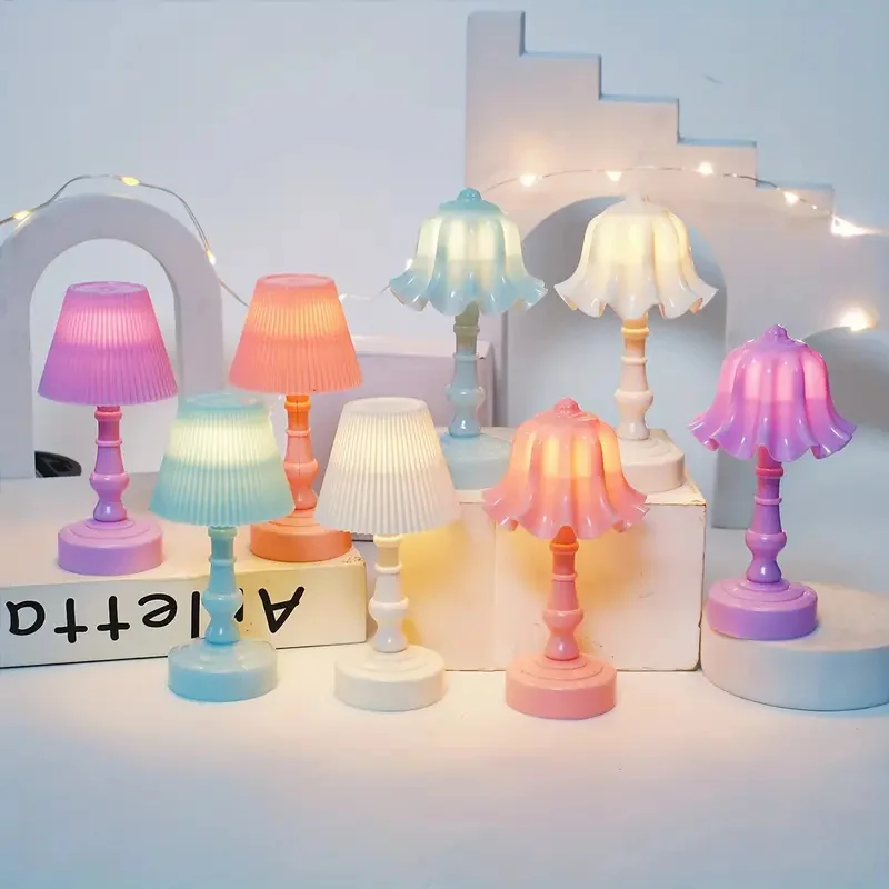 Pleated Shellflower Bud Button Battery LED Table Lamps Desk Night For Bedroom Dining Night Light Simple Modern Decoration