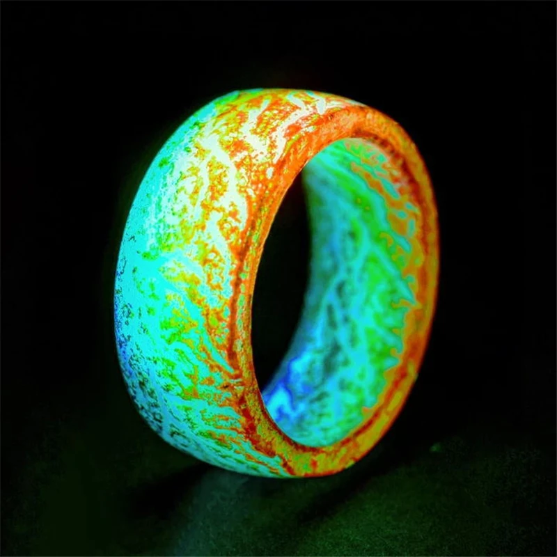 New Fashion Colorful Luminous Resin Ring Women Men Fluorescent Glowing Rings Jewelry Glowing In The Dark Ring Band Halloween