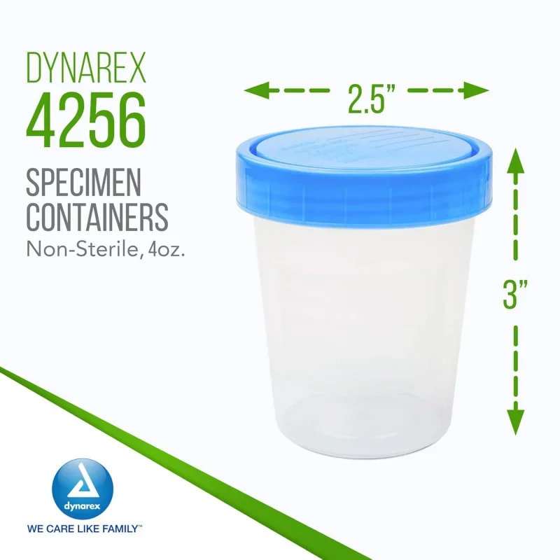 Specimen Containers, Non-Sterile, Bulk Packaged 4oz Specimen Cup with Leak Resistant Screw-On Lid, of 500