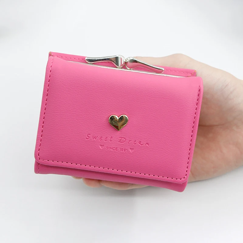 Small Women Wallet loving heart Short Women's Wallet Card Holder Girls Mini Woman Fashion Lady Coin Purse for Female Clutch Bag