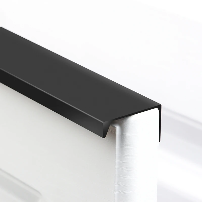 Modern Long Furniture Handles Brushed Edge Cabinet Pulls Black Gold Satin Funiture Door Knob Concealed Pulls