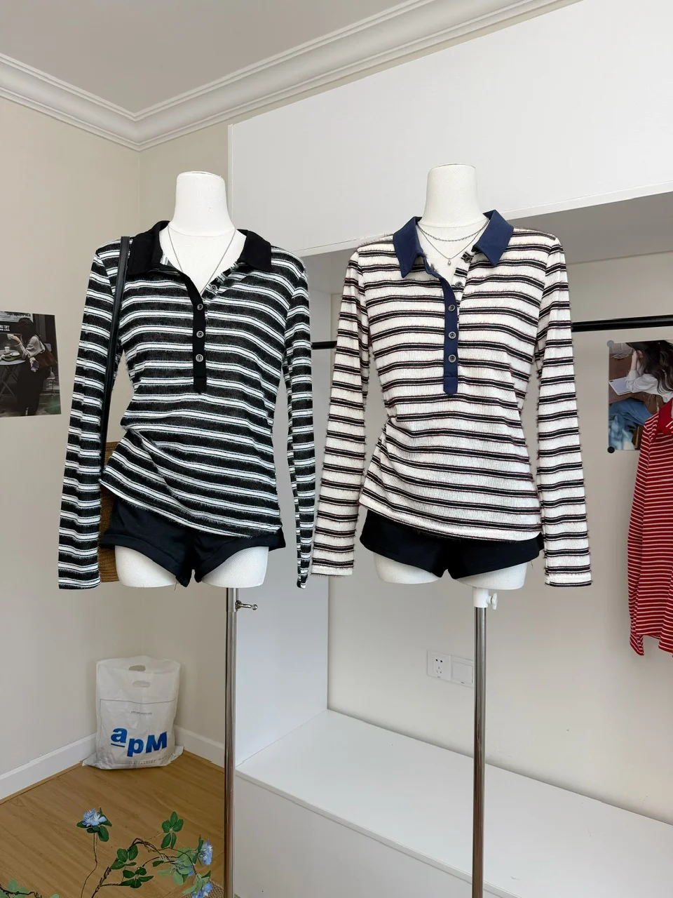 

Женская весенне-осенняя футболка в полоску с отложным воротником и длинными рукавами, женский повседневный пуловер, базовая футболка