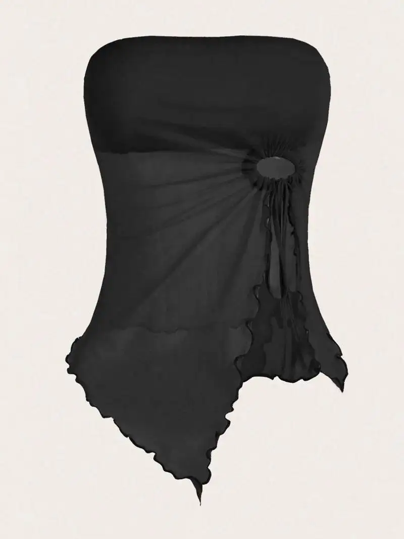 

Женские майки, летние французские модные однотонные майки с асимметричным подолом, без рукавов, с открытыми плечами, майки для молочной ручки, красные, милые MA7Q