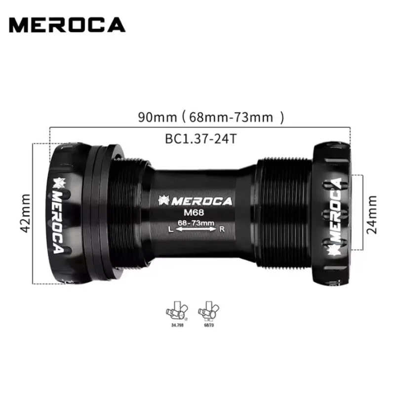 MEROCA High Quality Aluminum Alloy Material Bicycle Bottom Brackets Sealed Bearing BSA BB68/73mm for Mountain Bike and Road Bike