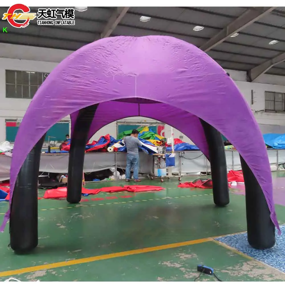Snelle verzending Kleiner formaat tent Paarse opblaasbare spinnentent met ingebouwde luchtblazer