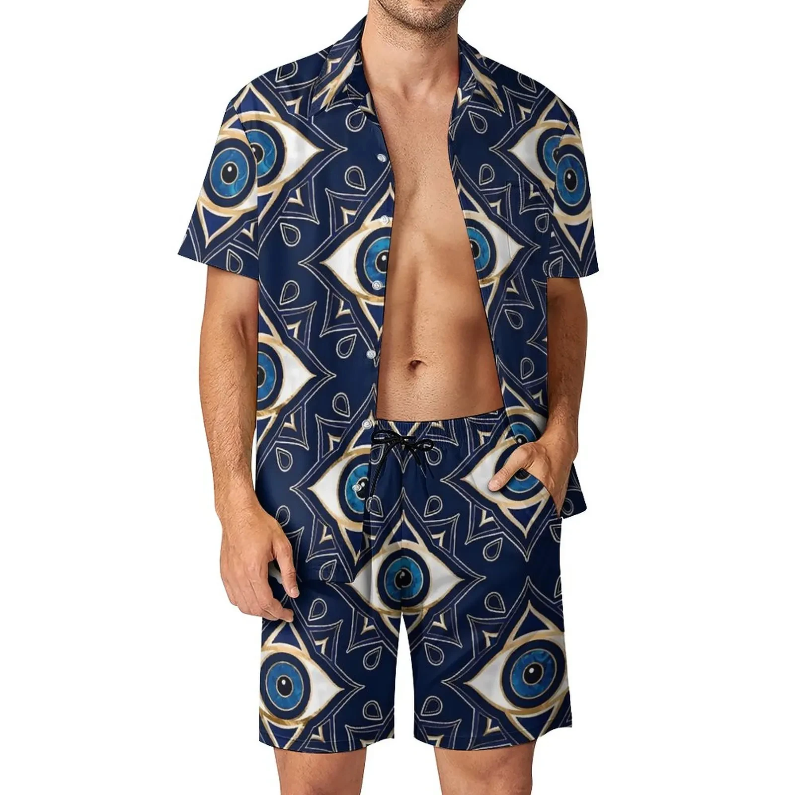 

Evil Eye Shirt Sets 3D Printed Men Casual Fashion Short Sleeves Shirts Oversized Beach Shorts Hawaiian Streetwear Suits Clothing