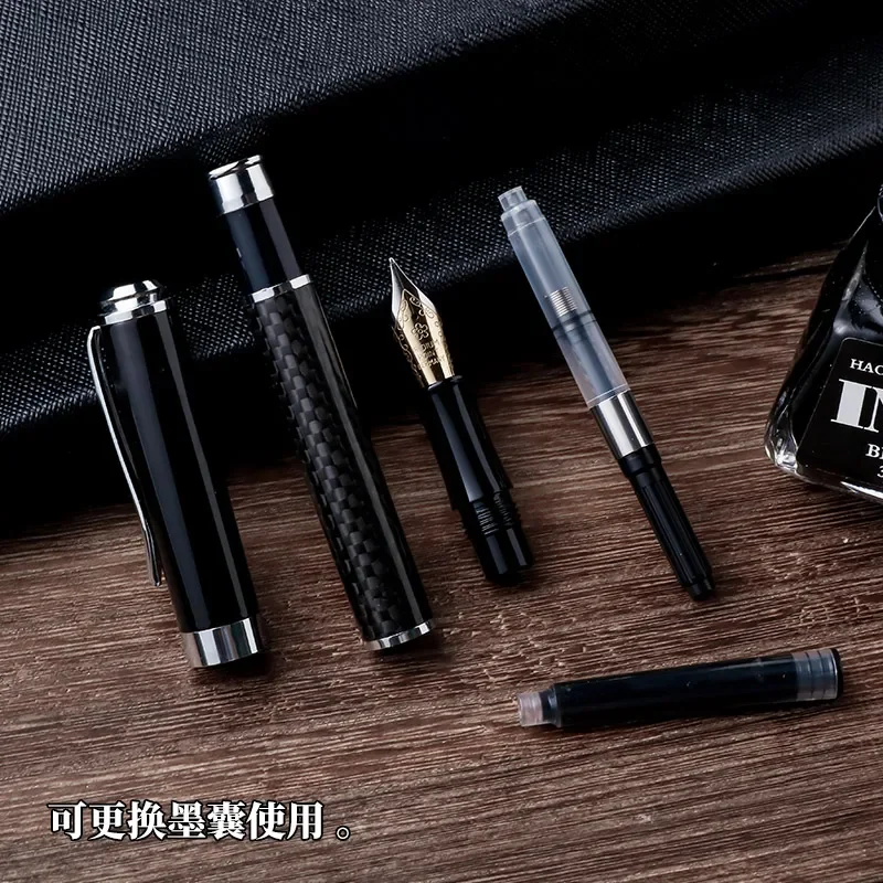 

Vintage Carbon Fiber Calligraphy Pen Student Teacher Office Gift Metal Fountain Pen InkGel PensFountain Pens