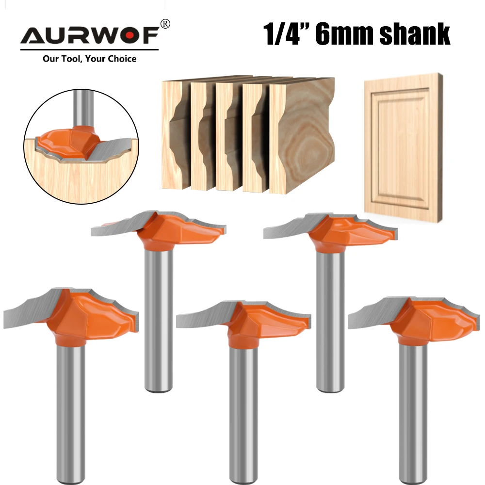 1PC 6MM 6.35MM Shank Milling Cutter Wood Carving Door Frame Router Bit For Wood Carbide Lassical Door Cabinet Bits Woodworking