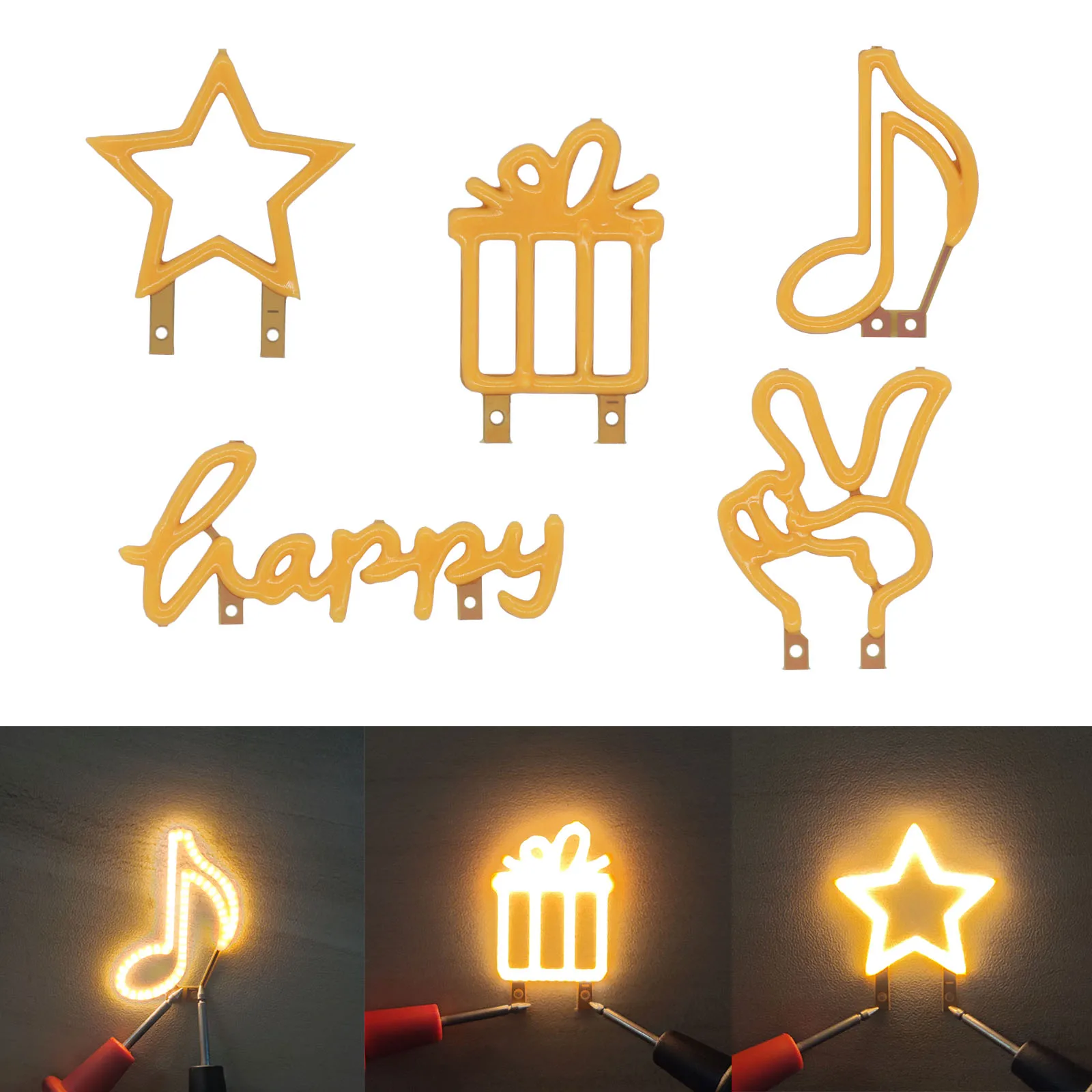 DC3V LED COB Edison Flexible Filament Warm Diode ChristmasLight Holiday Party Love Letter Decoration Light DIY Bulb Accessories