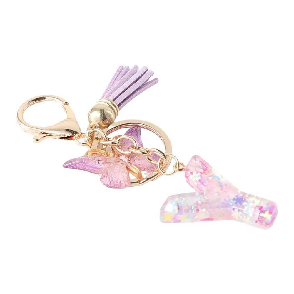 A To Z 26 A To Z 26 Alphabet Keyring Butterfly Purple Snowflakes Purple Snowflakes Letter Keychain Initials Alphabet
