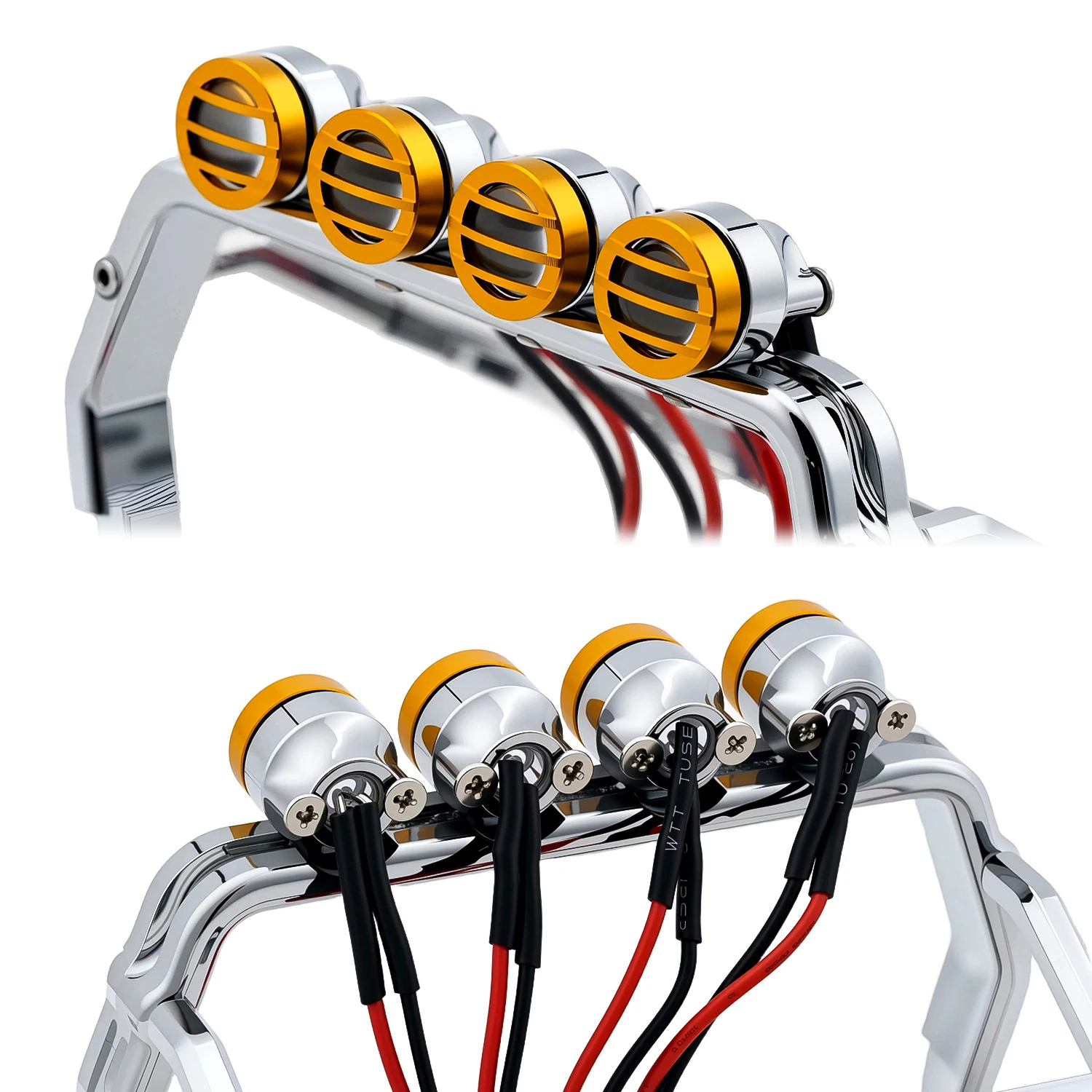 TCRC High-Precision CNC Aluminum Bed Rack & Spare Tire Carrier with Roof LED Lights (4) for 1/18 TRX4M F-150 High Trail RC Car
