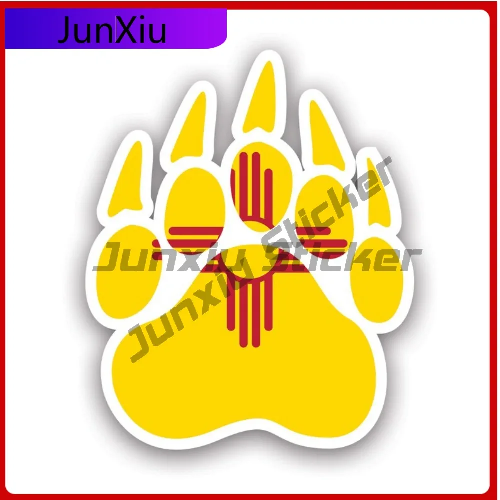 

New Mexico State Bear Print Shaped Sticker Creative Decals Grizzly Track Tracks Polar Outdoors Explore Hiking Camping State Flag