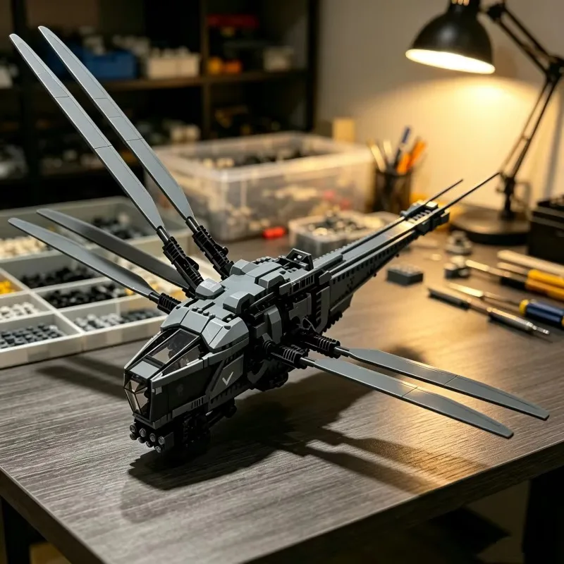 Brand new creative Dune folding wing airplane building blocks 1369 pieces; Adult building blocks, high-end holiday gift