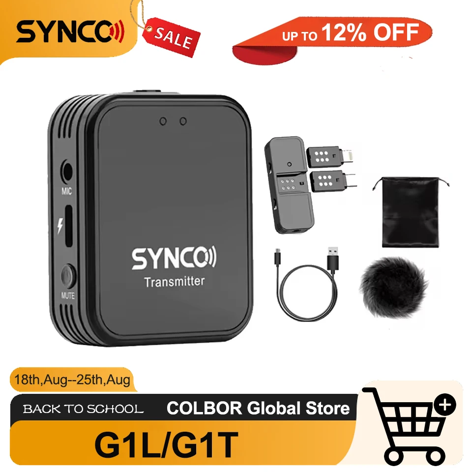 

SYNCO G1L G1T 2.4G Wireless Lavalier Microphone System for Smartphone Tablet Laptop Vlog Live Streaming Interview Video Recordin