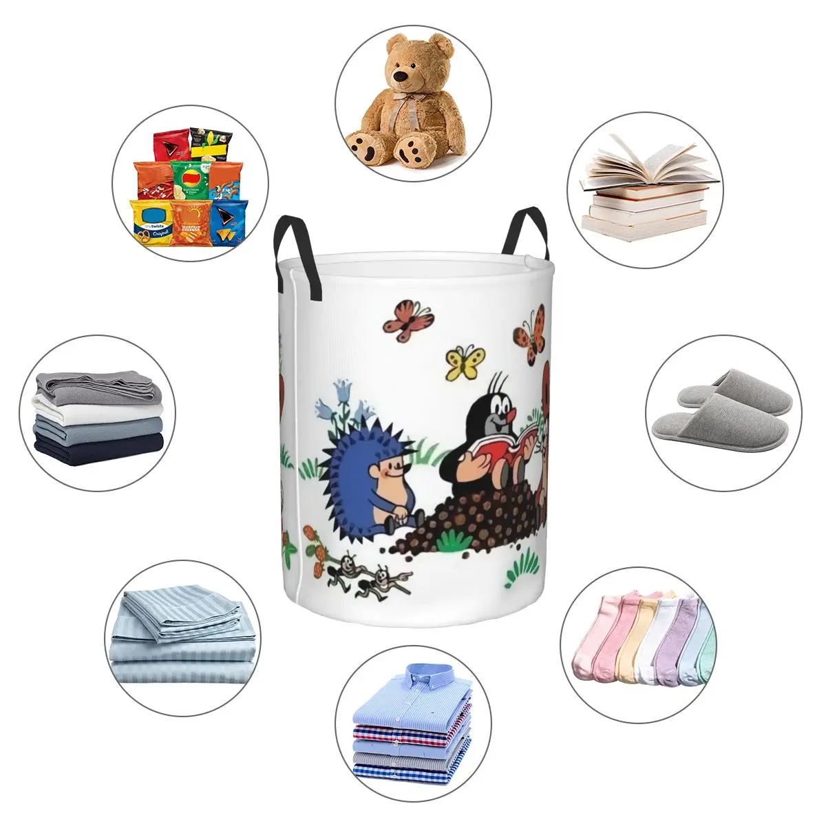 Custom Mole Krtek Cartoon Comic Laundry Hamper Large Storage Basket Cute Little Maulwurf Kids Nursery Toy Organizer