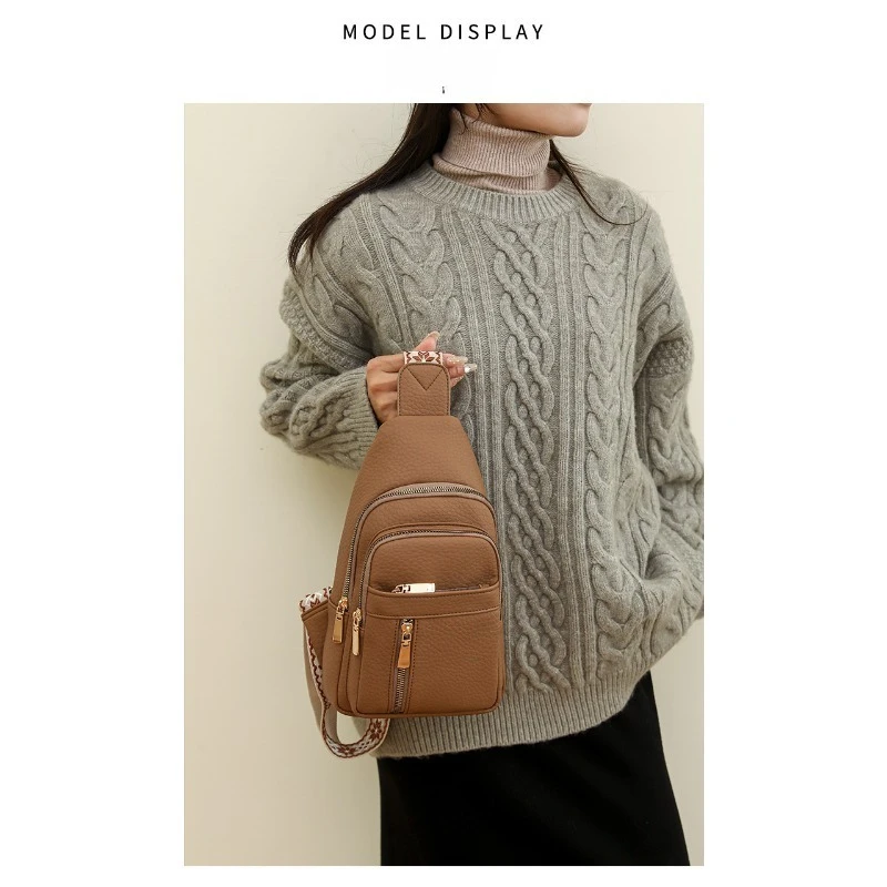 Vintage PU Chest Bag for Women, Multi‑functional Casual Crossbody Shoulder Backpack Ladies Fashion Daypack