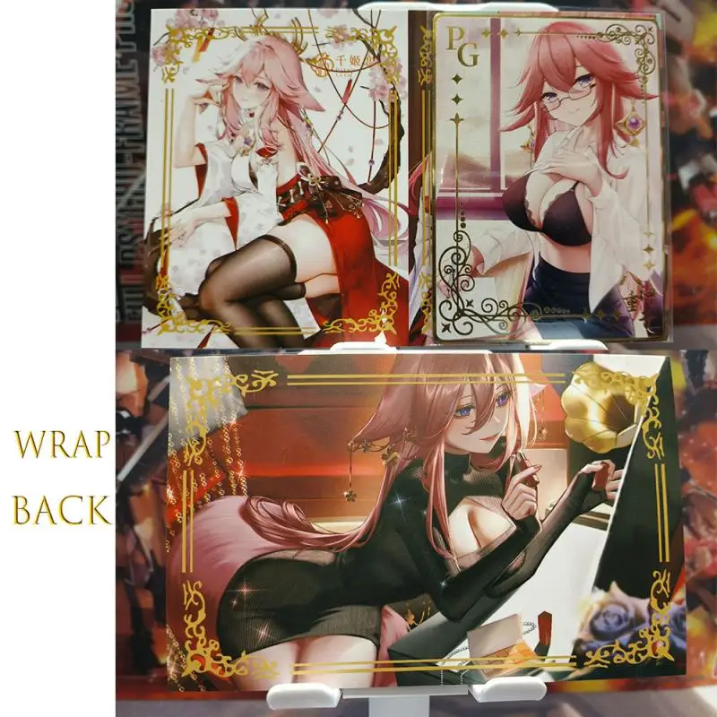 Anime Goddess Story DIY ACG Metal Laser Card Hu Tao Keqing Yelan Toys for boys Collectible Cards Christmas Birthday Present