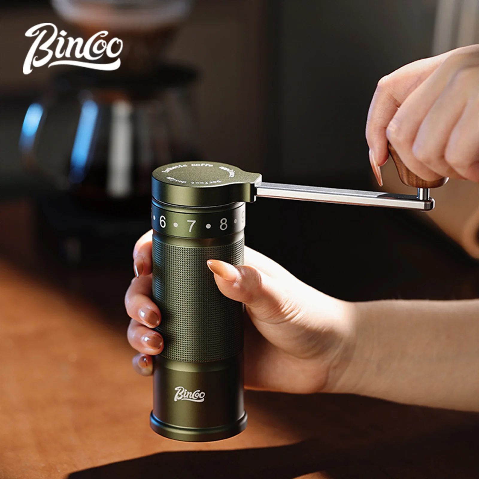 

Bincoo Manual Coffee Grinder Portable Mill 420 Stainless Steel 6 Core Stainless Steel Titanium Plating Burr Coffee Espresso Tool