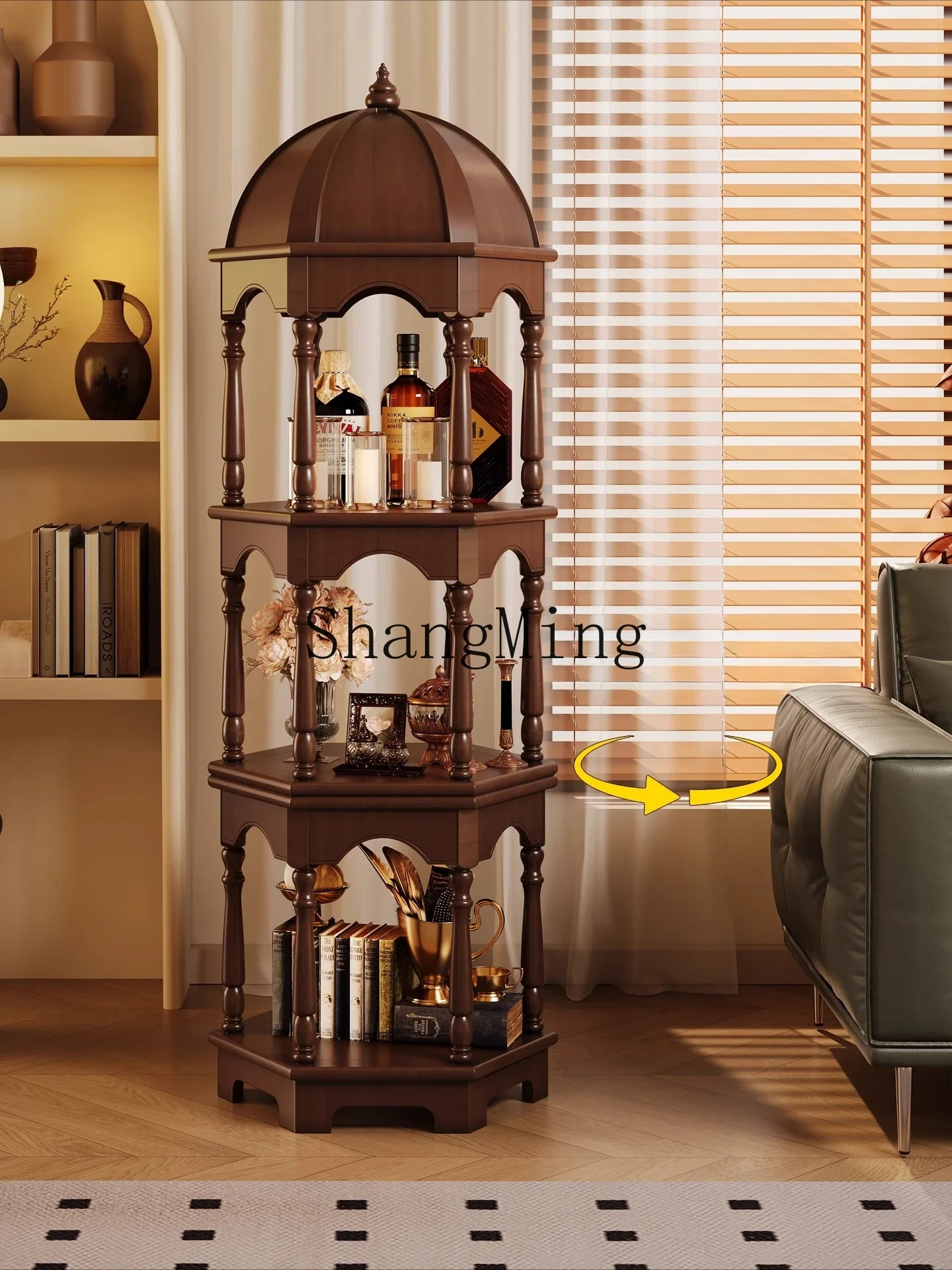 خزانة تخزين من الخشب الصلب CL، خزانة زخرفية جانبية للأريكة في العصور الوسطى